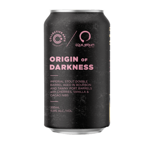 Collective Arts/Equilibrium Origin of Darkness Imperial Stout Double Barrel Aged In Bourbon And Tawny Port Barrels w/ Cherries, Vanilla & Cacao Nibs 355ml Can