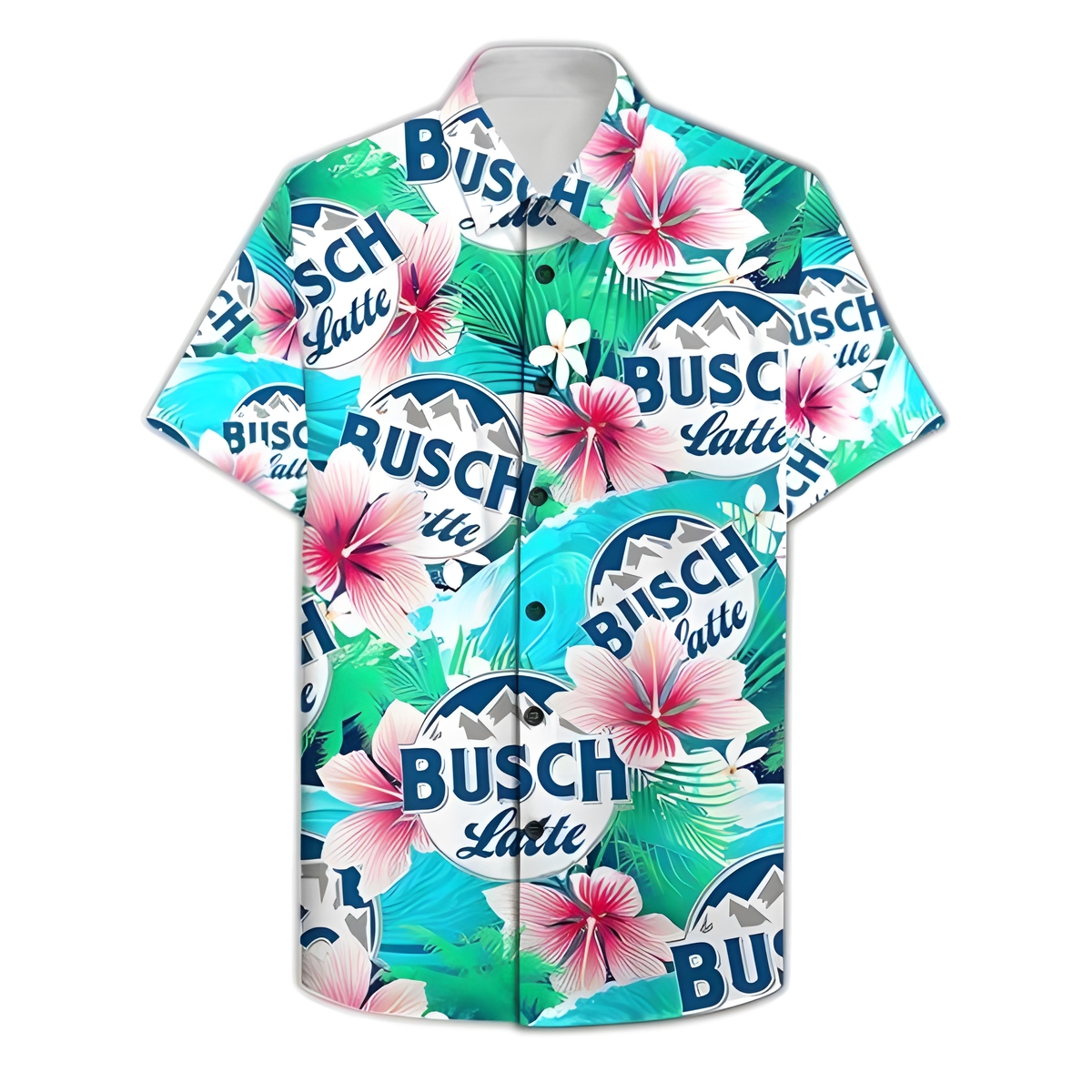 Busch Latte Hawaiian Shirt Tropical Palm Leaves Hibiscus Gift For Dad