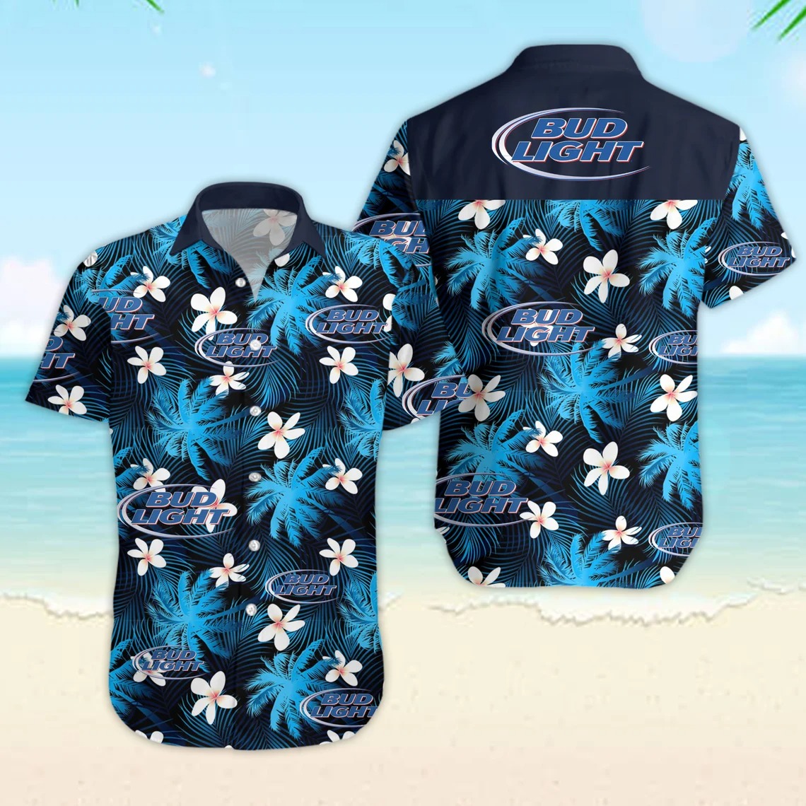 Dark Bud Light Hawaiian Shirt Tropical Flower Gift For Beach Lovers