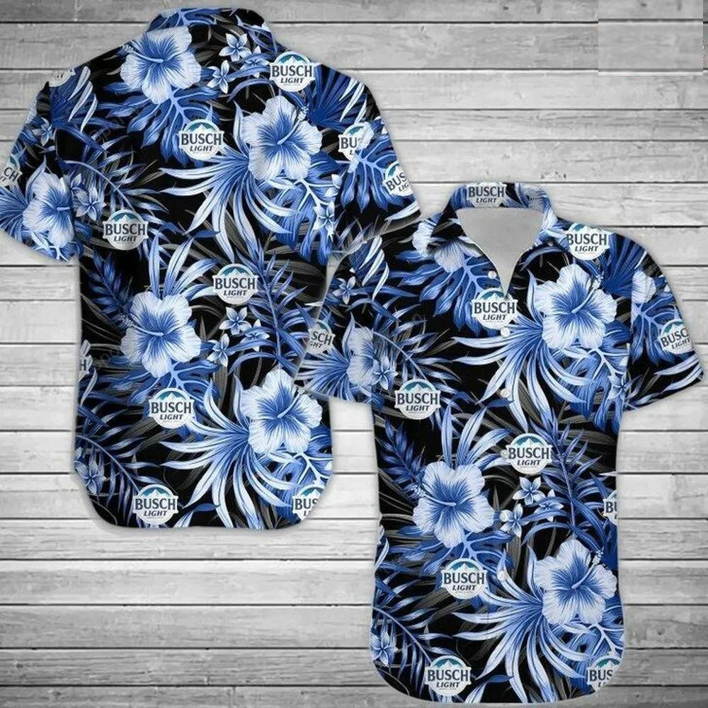 Unique Bud Light Hawaiian Shirt Blue Hibiscus Gift For Beer Drinkers